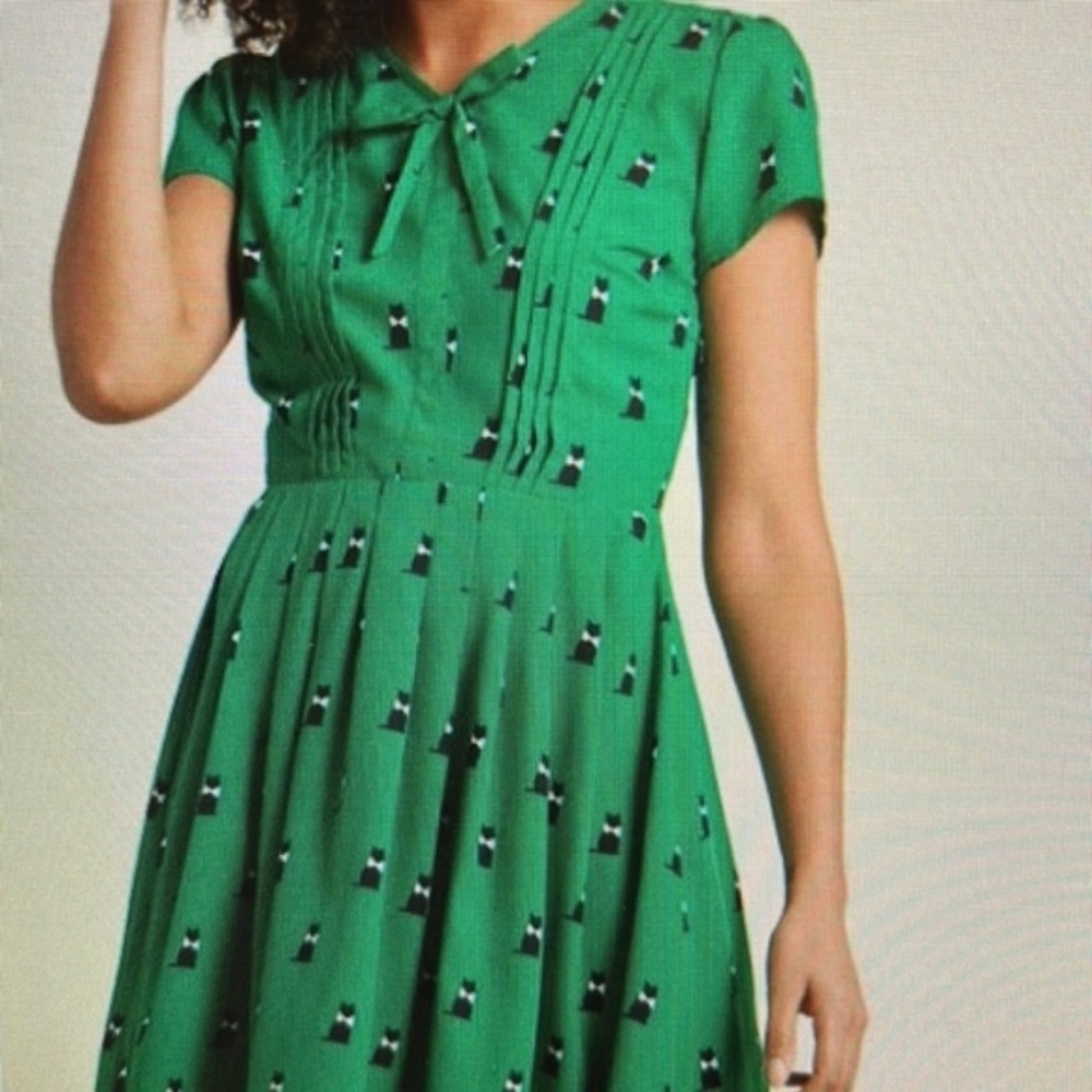 Modcloth "Exploratory Style" A-Line Dress in Cats 1x - Picture 4 of 5